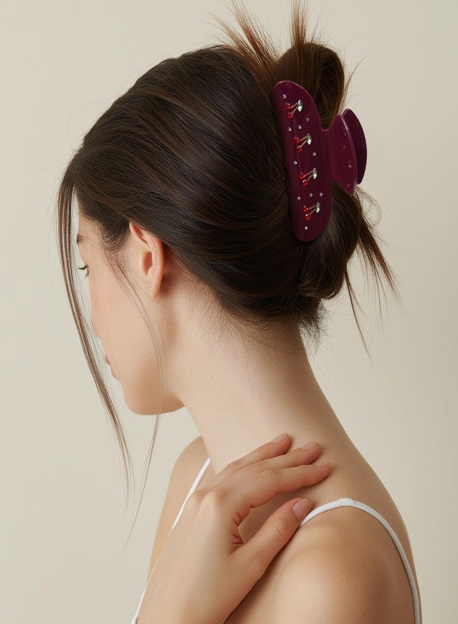 CHLINS 2PCS Cherry Hair Claw Clips for Women Girls with Rhinestone - Cute Medium Clips in Red Cherry, Kawaii Trendy Acrylic Accessories for Birthday Christmas Gifts - Image 4